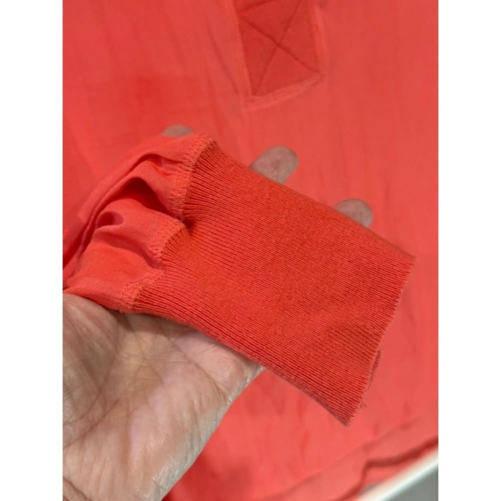 Soft Surroundings Coral Orange V-Neck Tunic Top Long Sleeve High Low Hem 12/14 - Picture 2 of 11